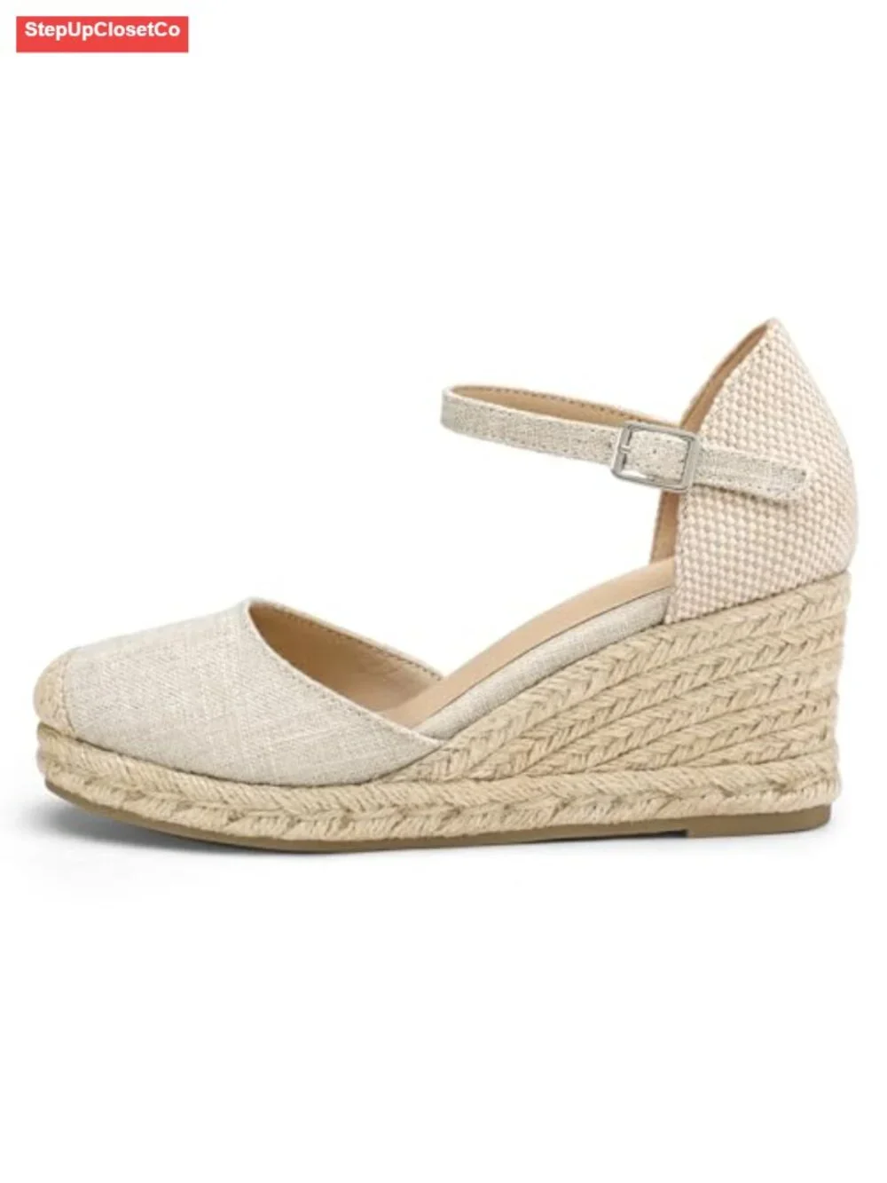 Women's Platform Espadrille Wedge Sandals Closed Toe Buckle Ankle Strap Summer